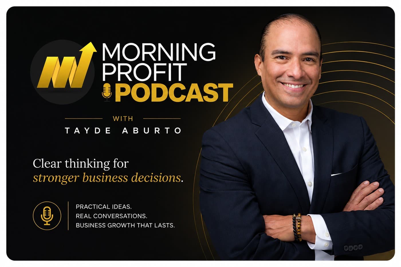 Morning Profit — podcast artwork showing Tayde Aburto with the programme title.